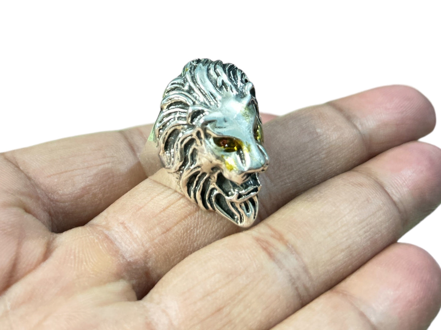 Royal 925 Sterling Silver Lion Ring, US Size 8, Mens Jewelry Gift