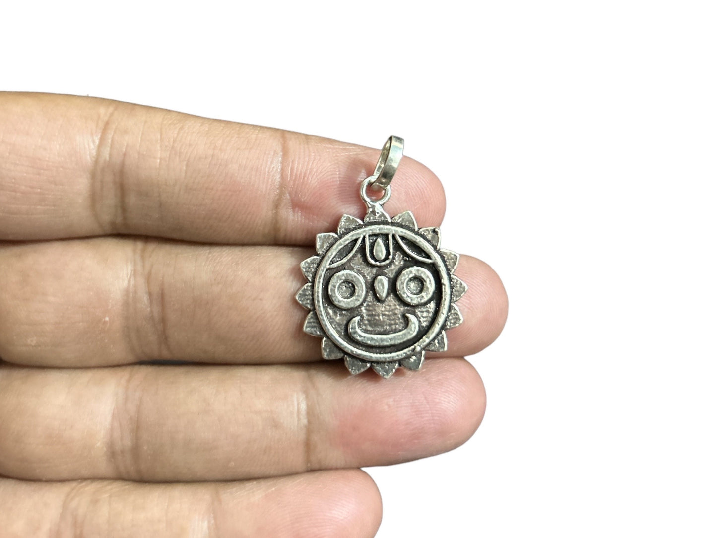 925 Sterling Silver Lord Jagannath Pendant Necklace, Hindu Vishnu Krishna Avatar Jewelry, Spiritual Devotion Gift