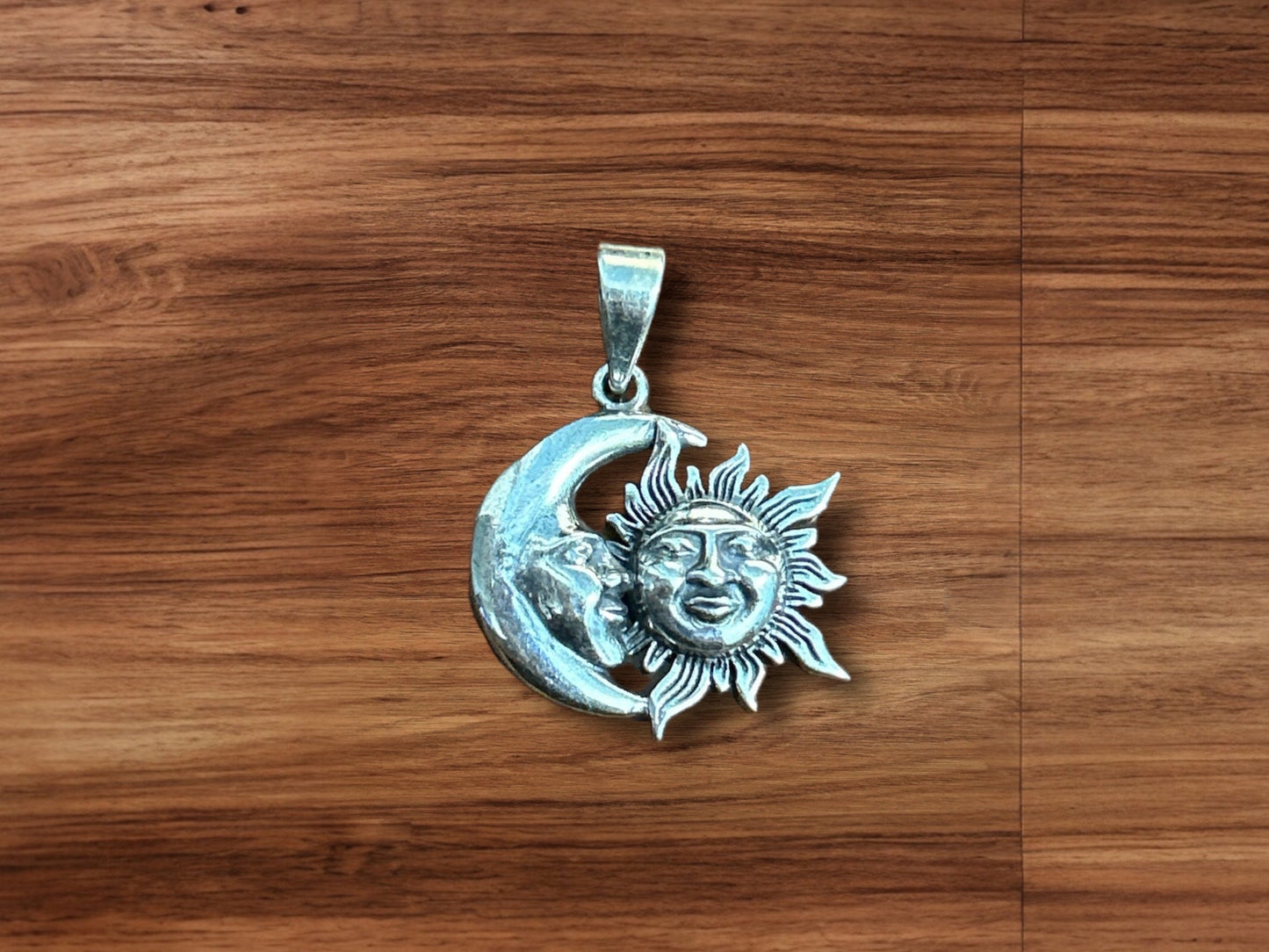 925 Sterling Silver Sun and Moon Pendant Necklace, Celestial Balance Jewelry, Spiritual Cosmic Gift