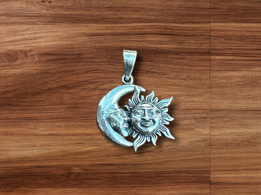 925 Sterling Silver Sun & Moon Pendant Necklace • Handmade Celestial Cosmic Jewelry • Spiritual Balance Symbol • Meaningful Gift for Her & Him
