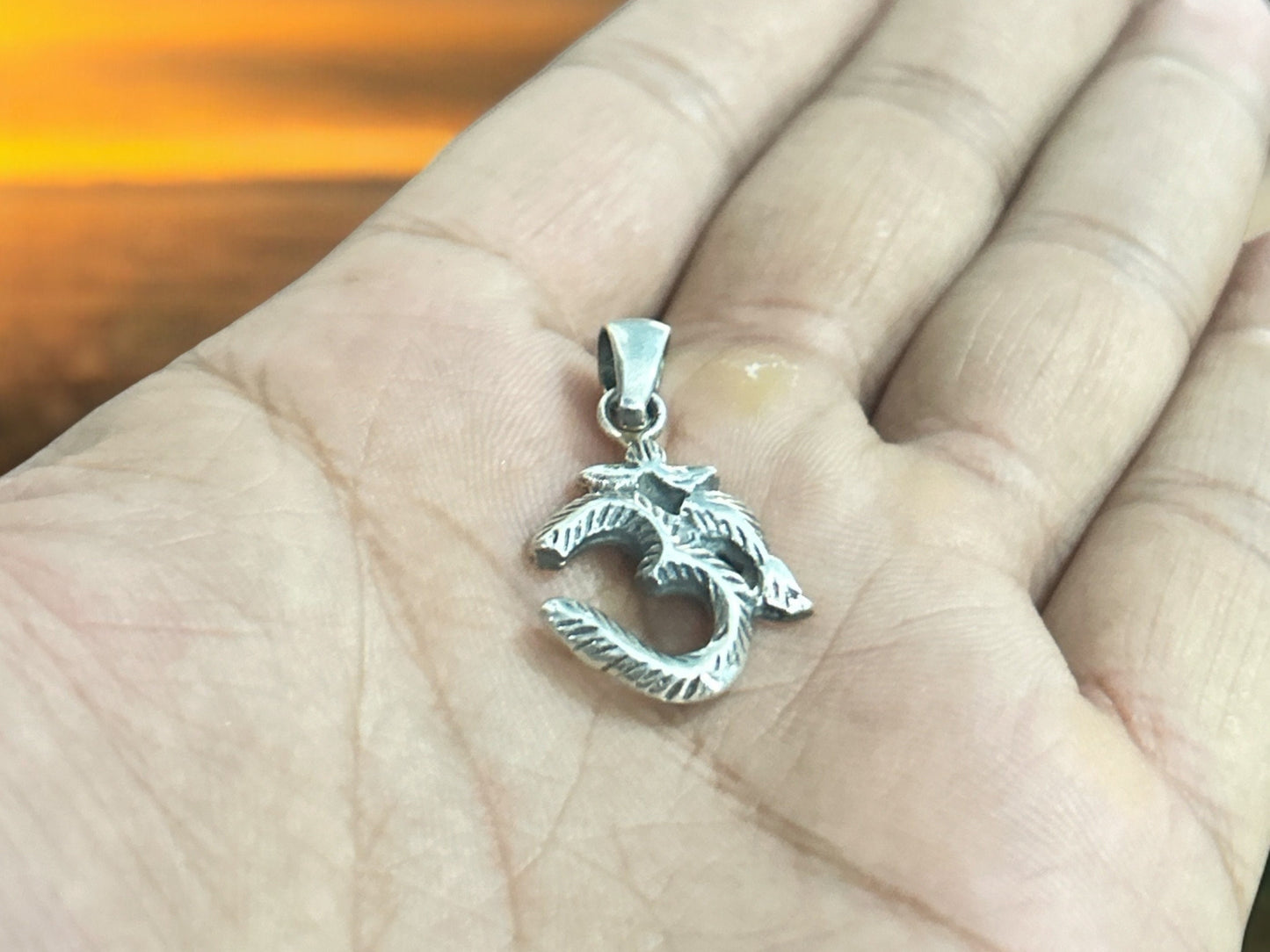 Sterling Silver OM Pendant Necklace, Handmade Yoga Spiritual Jewelry, Meditation Charm Gift, Hindu Aum Symbol Necklace for Him/Her