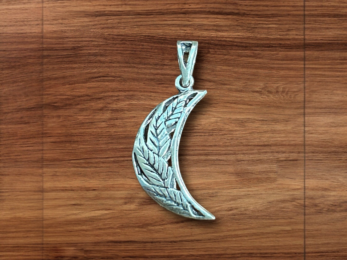 925 Sterling Silver Crescent Moon Pendant Necklace, Handmade Celestial Jewelry, Lunar Symbol Gift