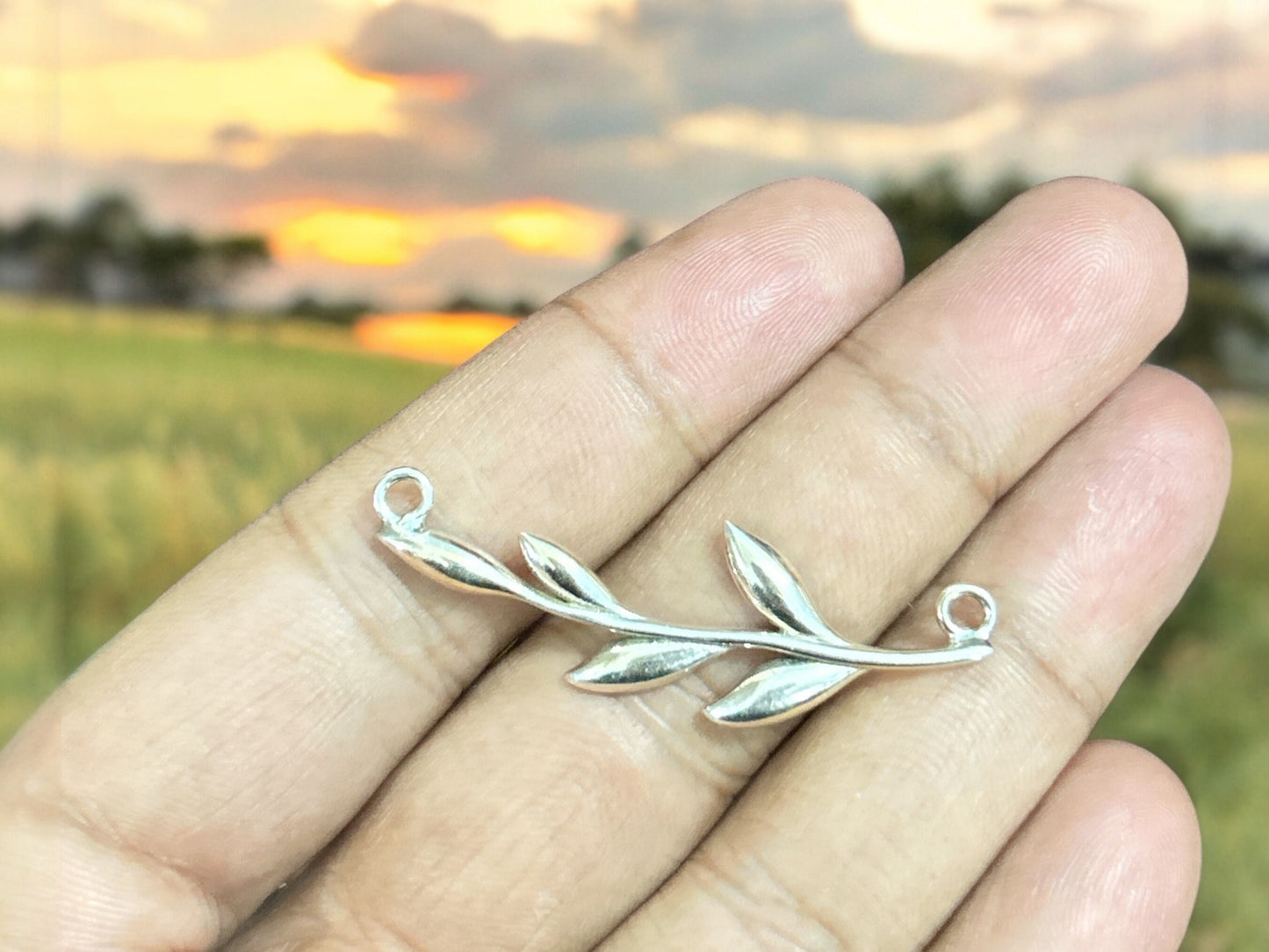 Sterling Silver Leaf Connector Pendant, Handmade Nature Jewelry, Botanical Charm, Elegant Wear