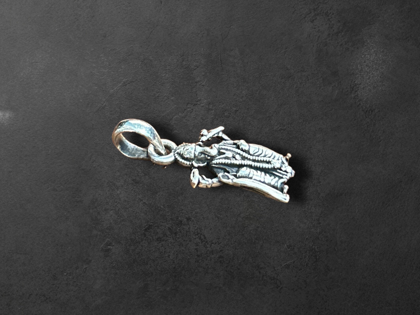 Sterling silver Ganesha pendant, detailed Ganpati charm necklace, Hindu god jewelry