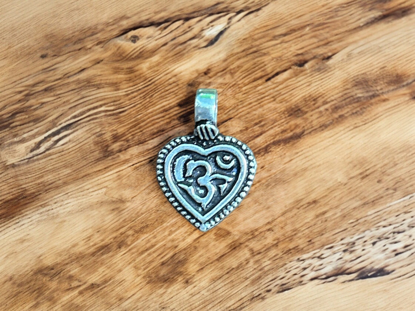 Om Heart Pendant Necklace  925 Sterling Silver Aum Pendant  Yoga Meditation Jewelry  Spiritual Gift for Men Women  Om Locket Talisman