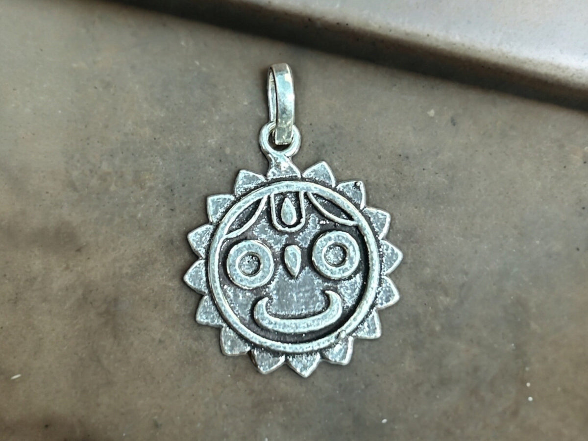 925 Sterling Silver Lord Jagannath Pendant Necklace, Hindu Vishnu Krishna Avatar Jewelry, Spiritual Devotion Gift