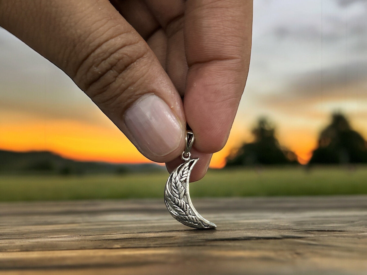 925 Sterling Silver Crescent Moon Pendant Necklace, Handmade Celestial Jewelry, Lunar Symbol Gift
