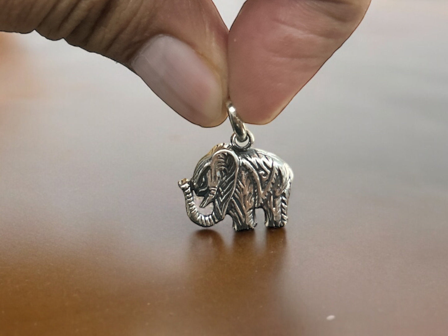 Minimalist 925 Sterling Silver Elephant Pendant, Handmade Animal Charm Jewelry