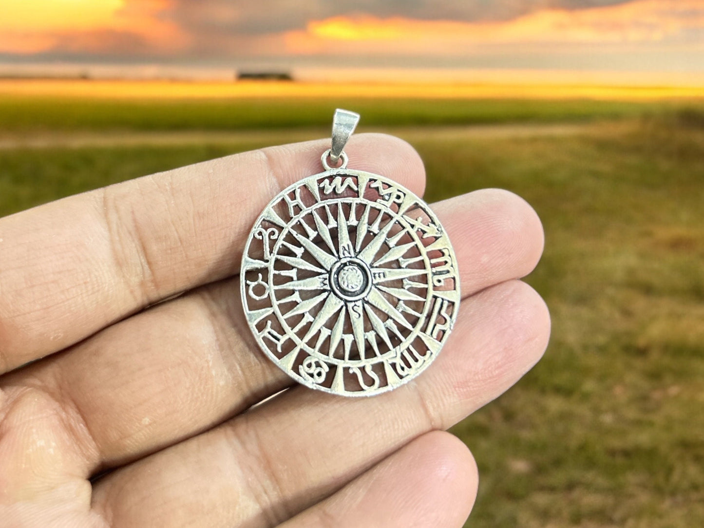 925 Sterling Silver Compass Pendant Necklace, Travel Nautical Jewelry Gift, Wanderlust Explorer Charm