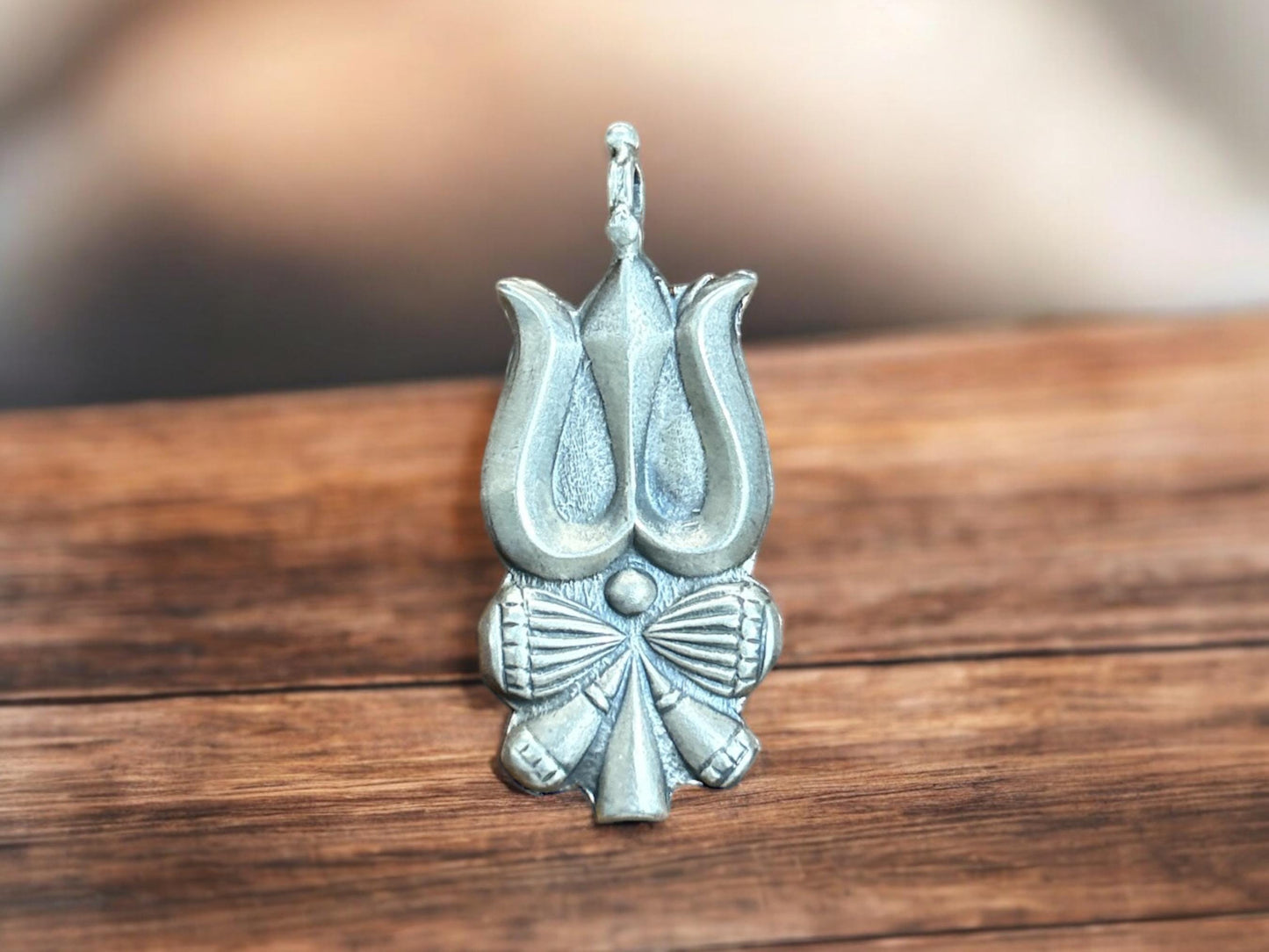 925 Sterling Silver Trishula Pendant  Oxidized Shiva Trident Damaru Charm  Hindu Spiritual Jewelry  Lord Shiva Amulet  SR10
