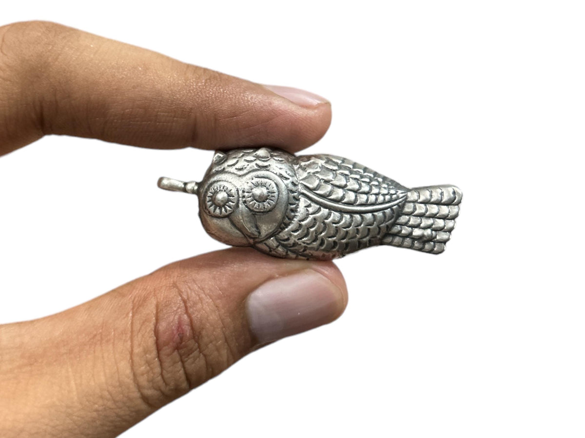 925 Sterling Silver Hand-Painted Owl Pendant Necklace, Animal Silver Jewelry, Wise Owl Charm Gift (SR17)