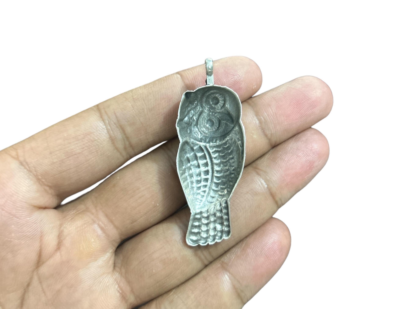 925 Sterling Silver Hand-Painted Owl Pendant Necklace, Animal Silver Jewelry, Wise Owl Charm Gift (SR17)