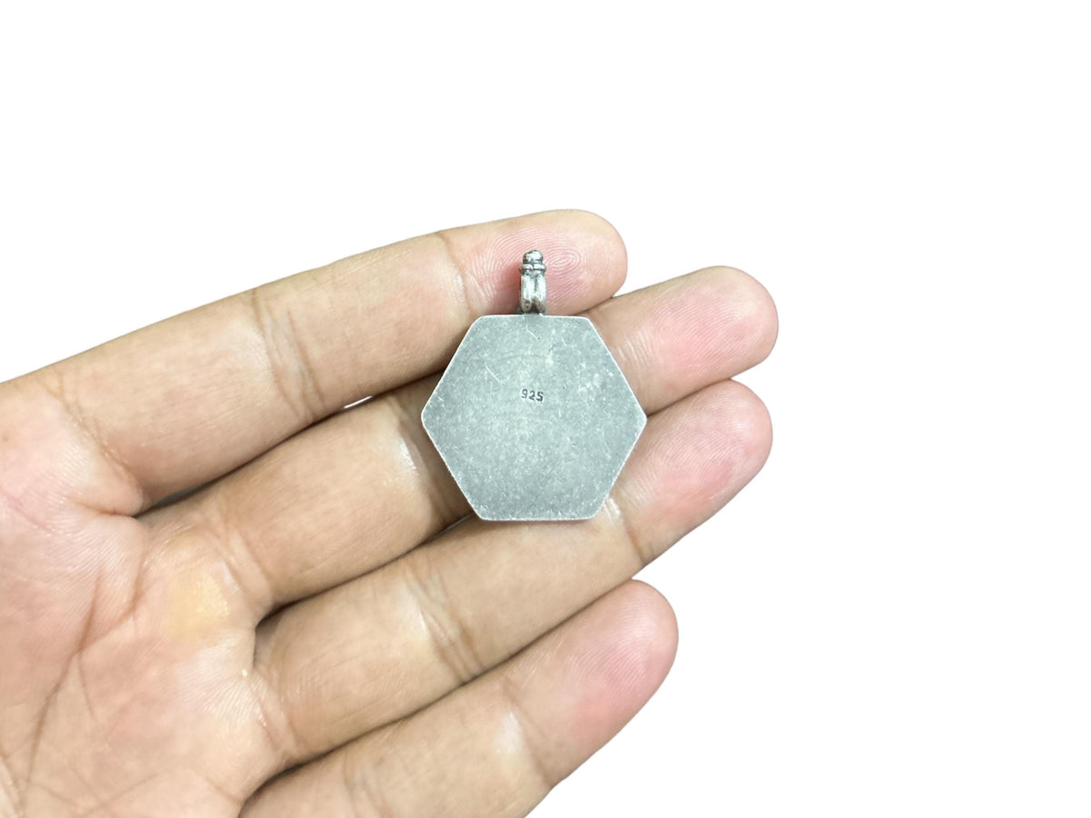 925 Sterling Silver Sun Pendant  Oxidized Tribal Sun Face Charm  Celestial Statement Pendant  Hexagon Sun Amulet  Gift for Her (SR14)