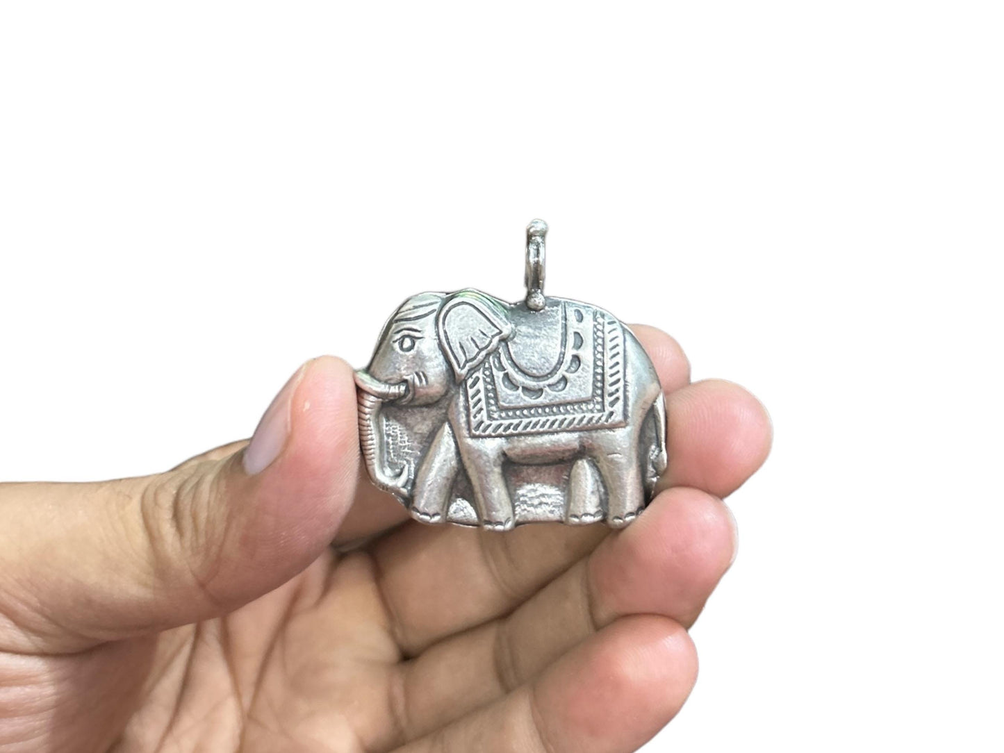 925 Sterling Silver Elephant Pendant  Oxidized Handcrafted Tribal Elephant  Boho Ethnic Statement Jewelry  Lucky Charm  Gift For Her SR4