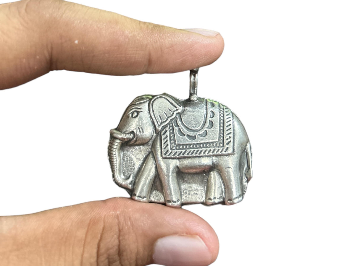 925 Sterling Silver Elephant Pendant  Oxidized Handcrafted Tribal Elephant  Boho Ethnic Statement Jewelry  Lucky Charm  Gift For Her SR4