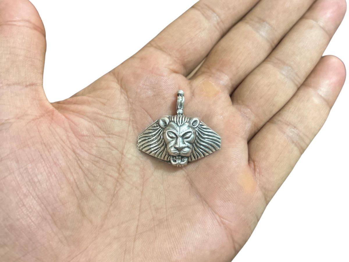 925 Sterling Silver Oxidized Lion Pendant Necklace, Handmade Silver Lion King Charm, Regal Animal Jewelry, Gift for Him/Her (SR37)