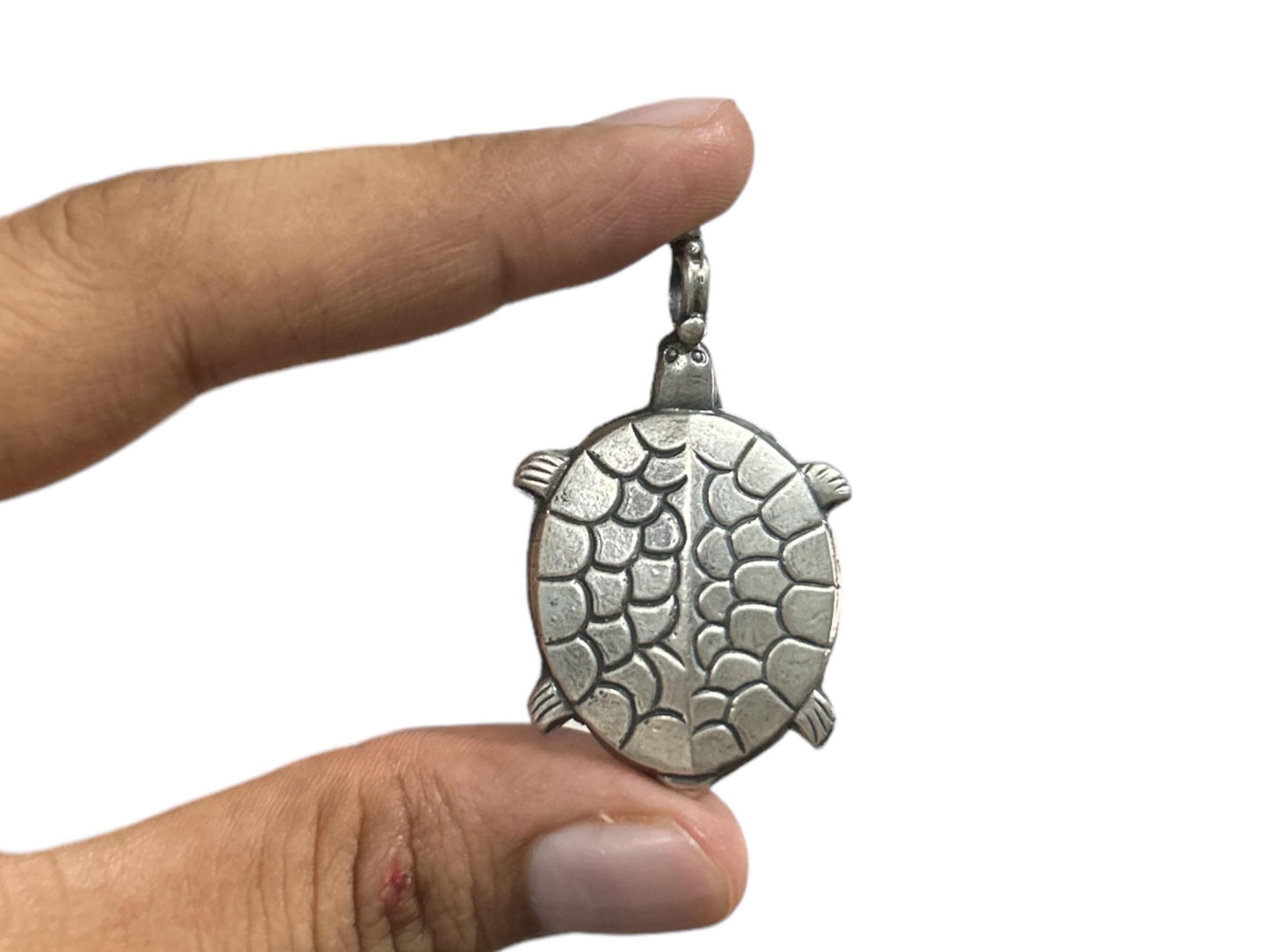 925 Sterling Silver Turtle Pendant  Oxidized Vintage Tribal Turtle Charm  Boho Ethnic Statement Pendant  Sea Turtle Amulet  Gift (SR13)