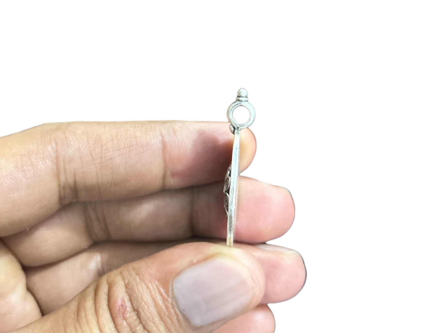925 Sterling Silver Filigree Pendant  Oxidized Tribal Coin Charm  Ethnic Boho Statement Pendant  Granulated Silver  Gift for Her  (SR20)