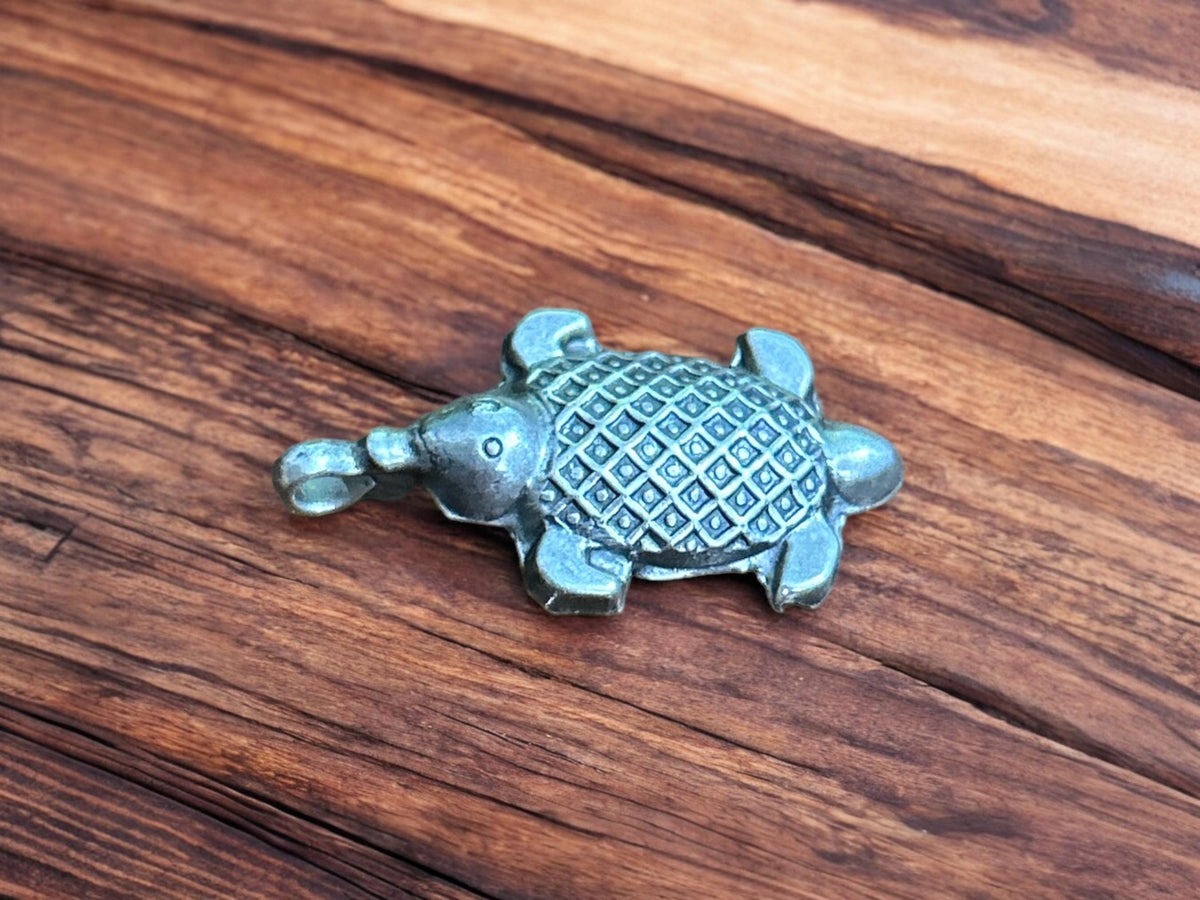 925 Sterling Silver Oxidized Turtle Pendant Necklace, Handmade Turtle Charm, Sea Animal Jewelry Gift (SR12)