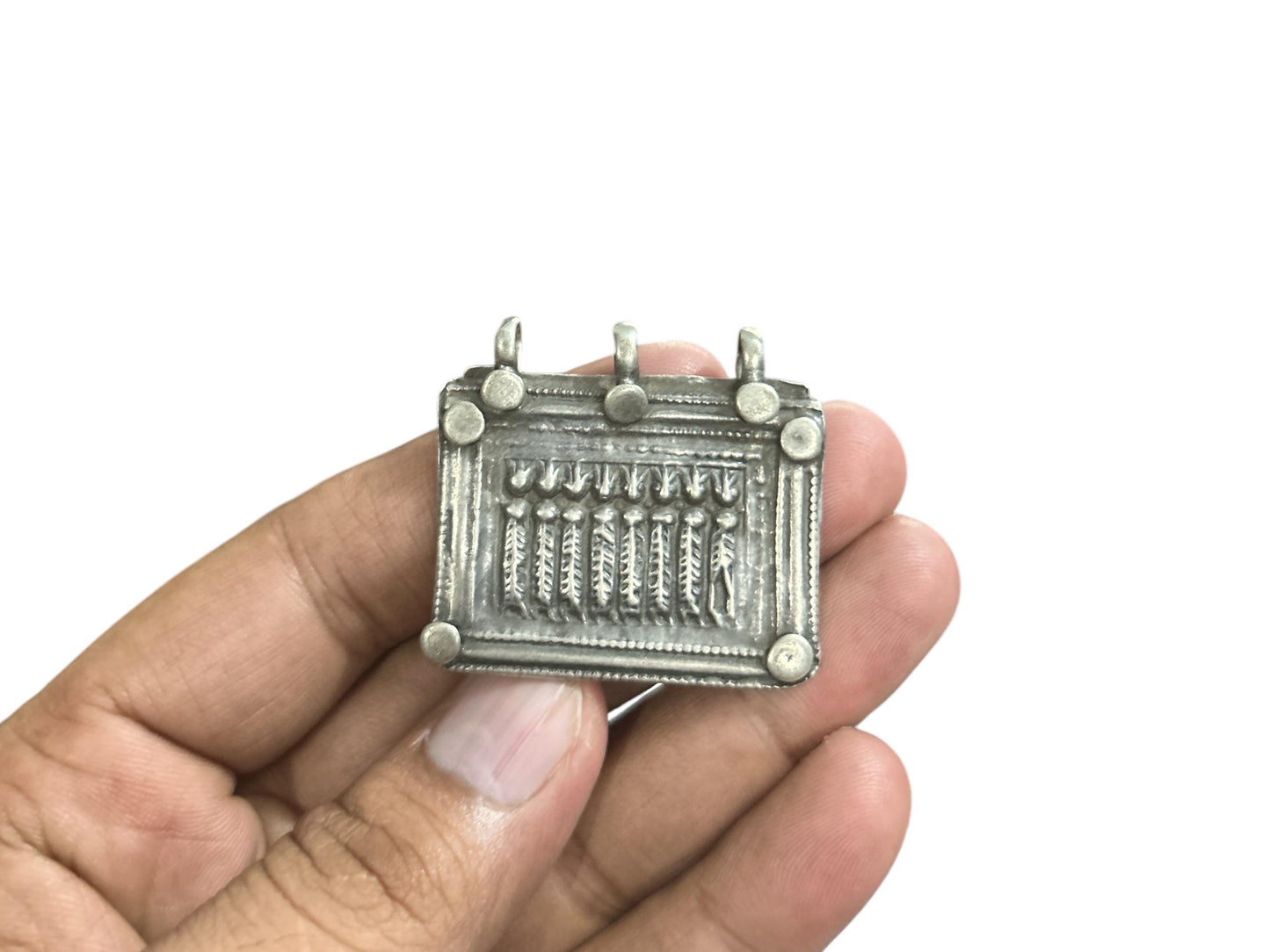 Vintage 1980s Old Silver Seven Sisters Hindu Goddess Pendant, Tribal Jewelry, SR40