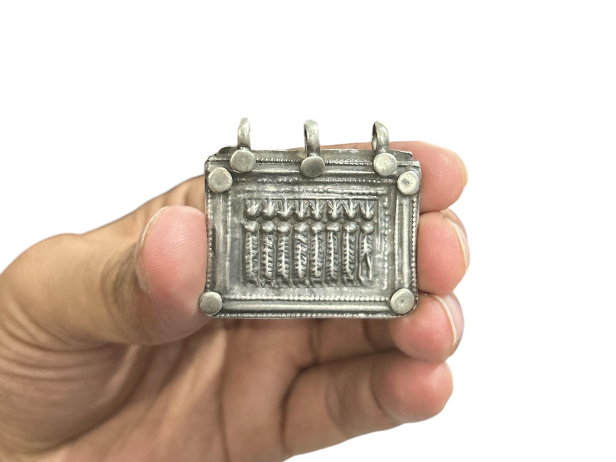 Vintage 1980s Old Silver Seven Sisters Hindu Goddess Pendant, Tribal Jewelry, SR40