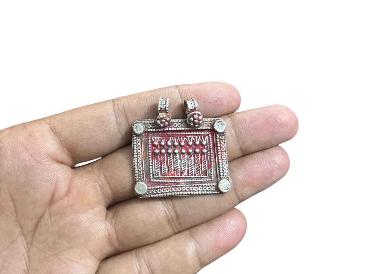 Vintage 1980s Old Silver Seven Sisters Hindu Goddess Pendant, Tribal Jewelry, SR38