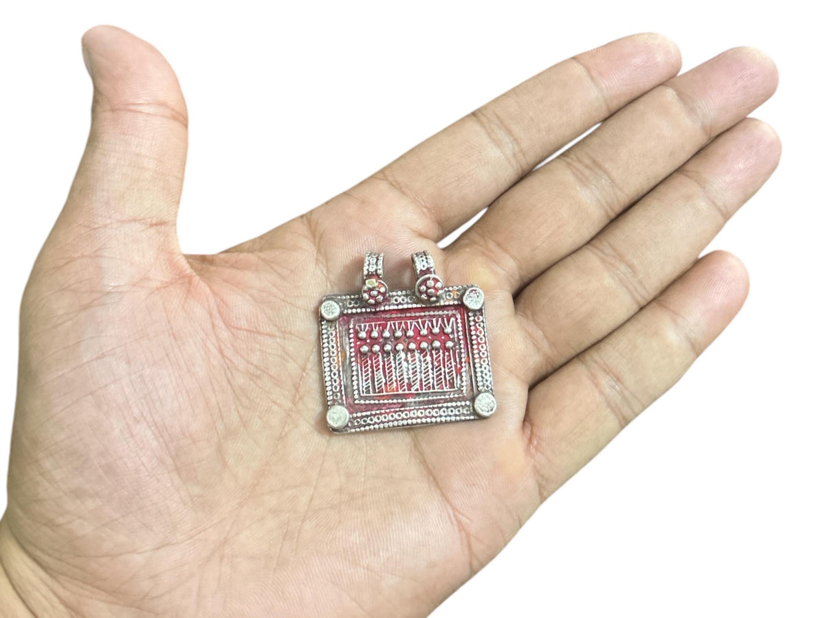 Vintage 1980s Old Silver Seven Sisters Hindu Goddess Pendant, Tribal Jewelry, SR38