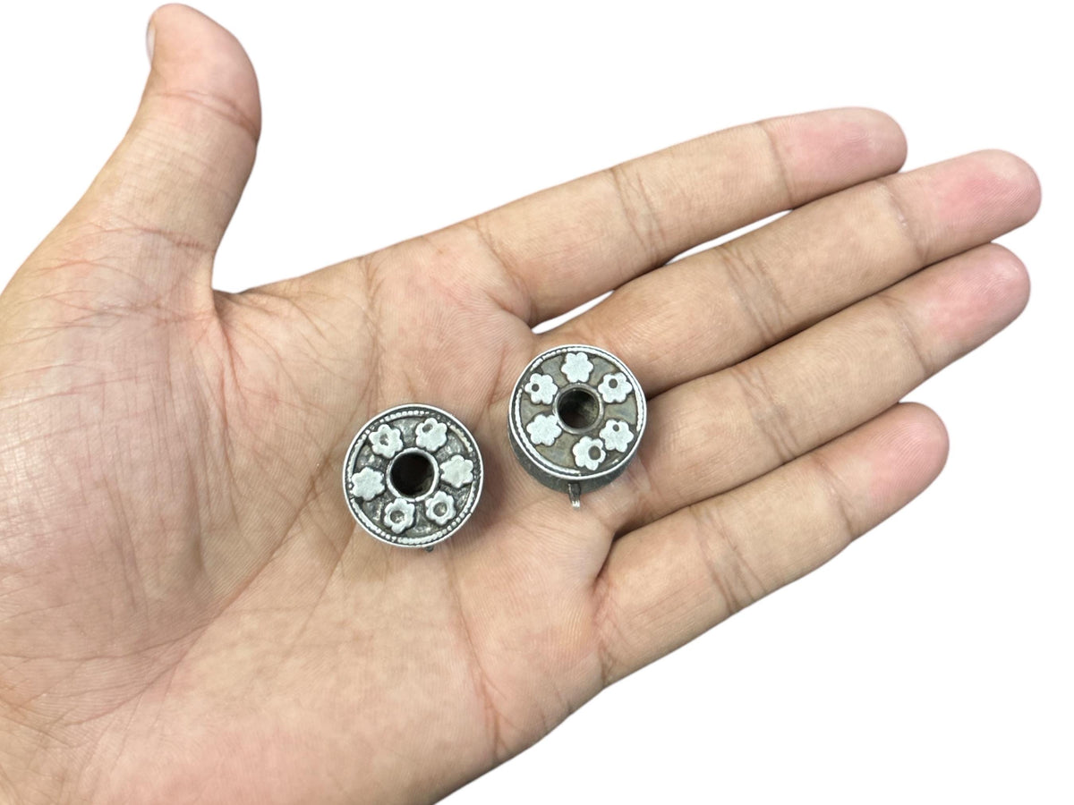Vintage 1960s Old Silver Earplugs Earrings with Dangle, Tribal Antique Jewelry, SR56