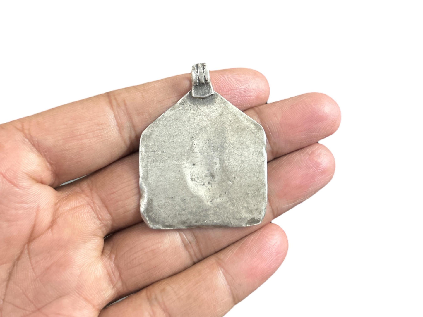 Vintage 1970s Old Silver Hindu God Goddess Amulet Pendant, Tribal Jewelry, Protective Talisman Amulet Pendant SR107