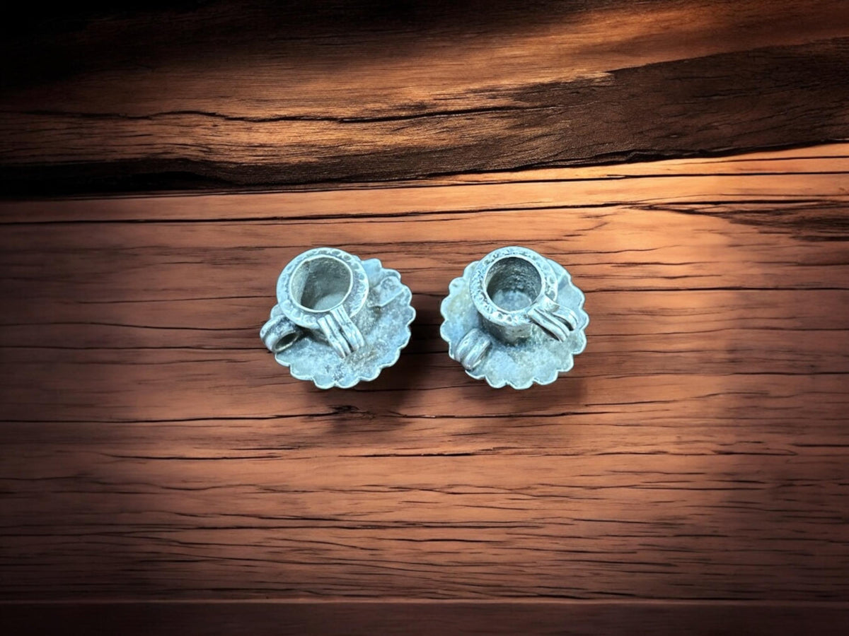 Vintage 1960s Old Silver Earplugs Earrings, Tribal Gypsy Hippie Jewelry, SR127