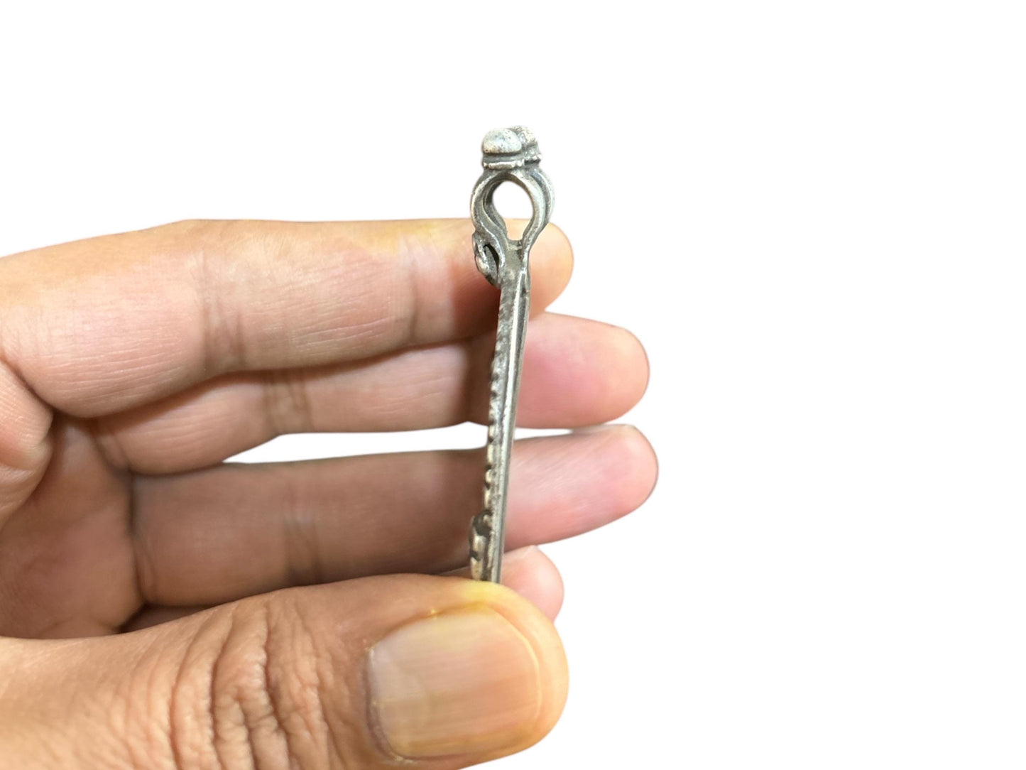 Vintage 1970s Old Silver Hindu Bhumiya Ji Amulet Pendant, Tribal Goddess Jewelry SR90
