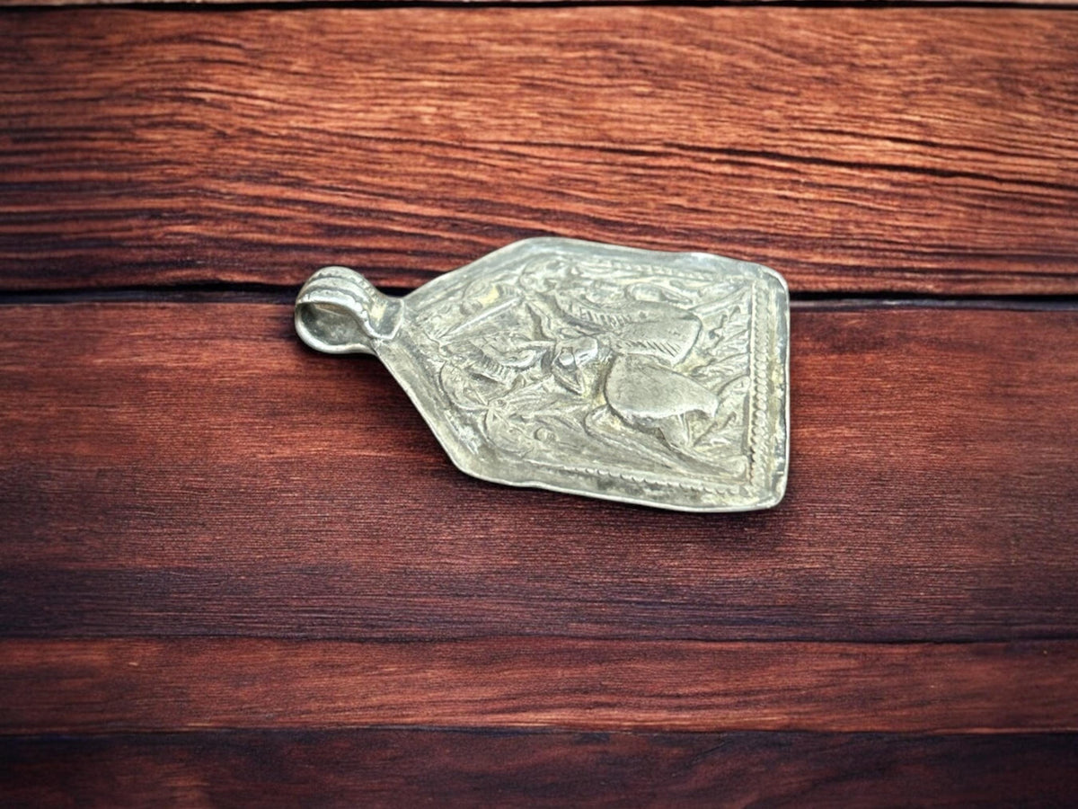 Vintage 1970s Old Silver Hindu God Goddess Amulet Pendant, Tribal Jewelry, Protective Talisman Amulet Pendant SR107