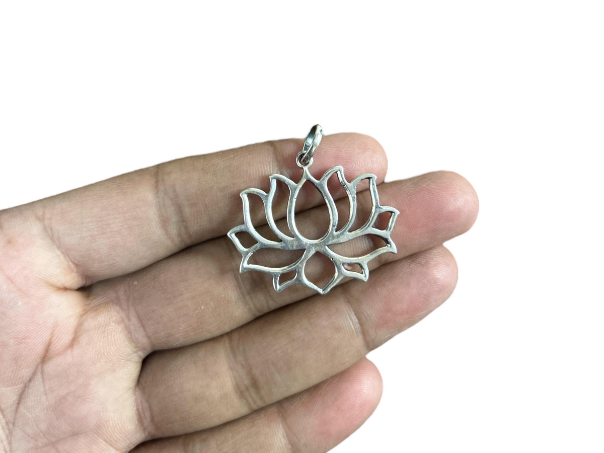 Handmade 925 Sterling Silver Lotus Flower Pendant, Spiritual Silver Jewelry, SR131