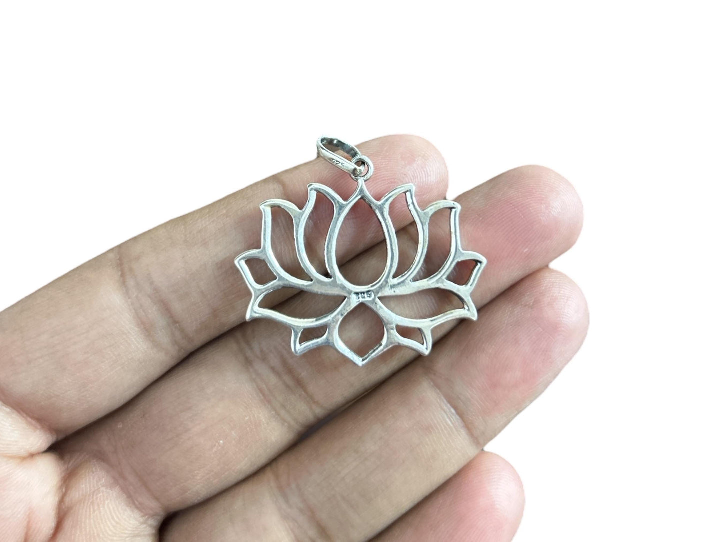 Handmade 925 Sterling Silver Lotus Flower Pendant, Spiritual Silver Jewelry, SR131