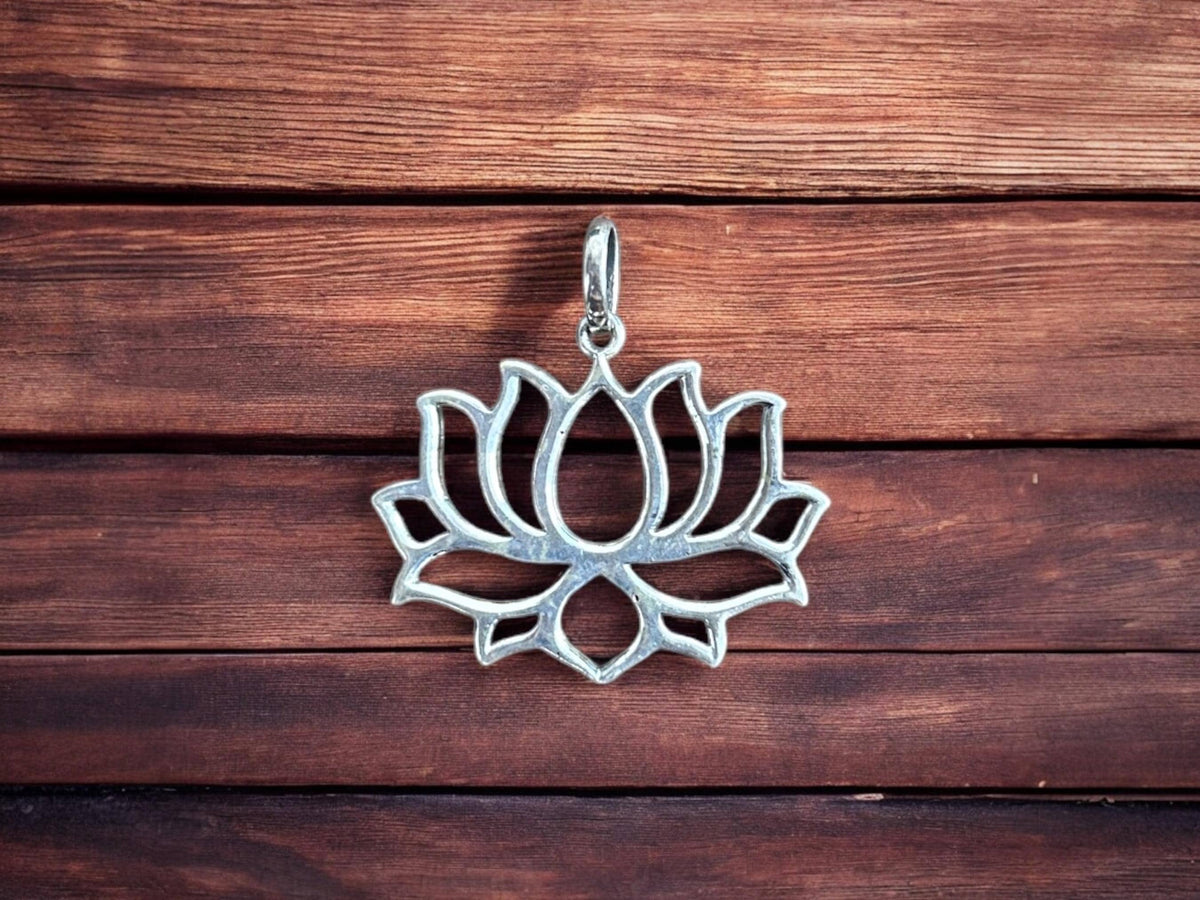 Handmade 925 Sterling Silver Lotus Flower Pendant, Spiritual Silver Jewelry, SR131