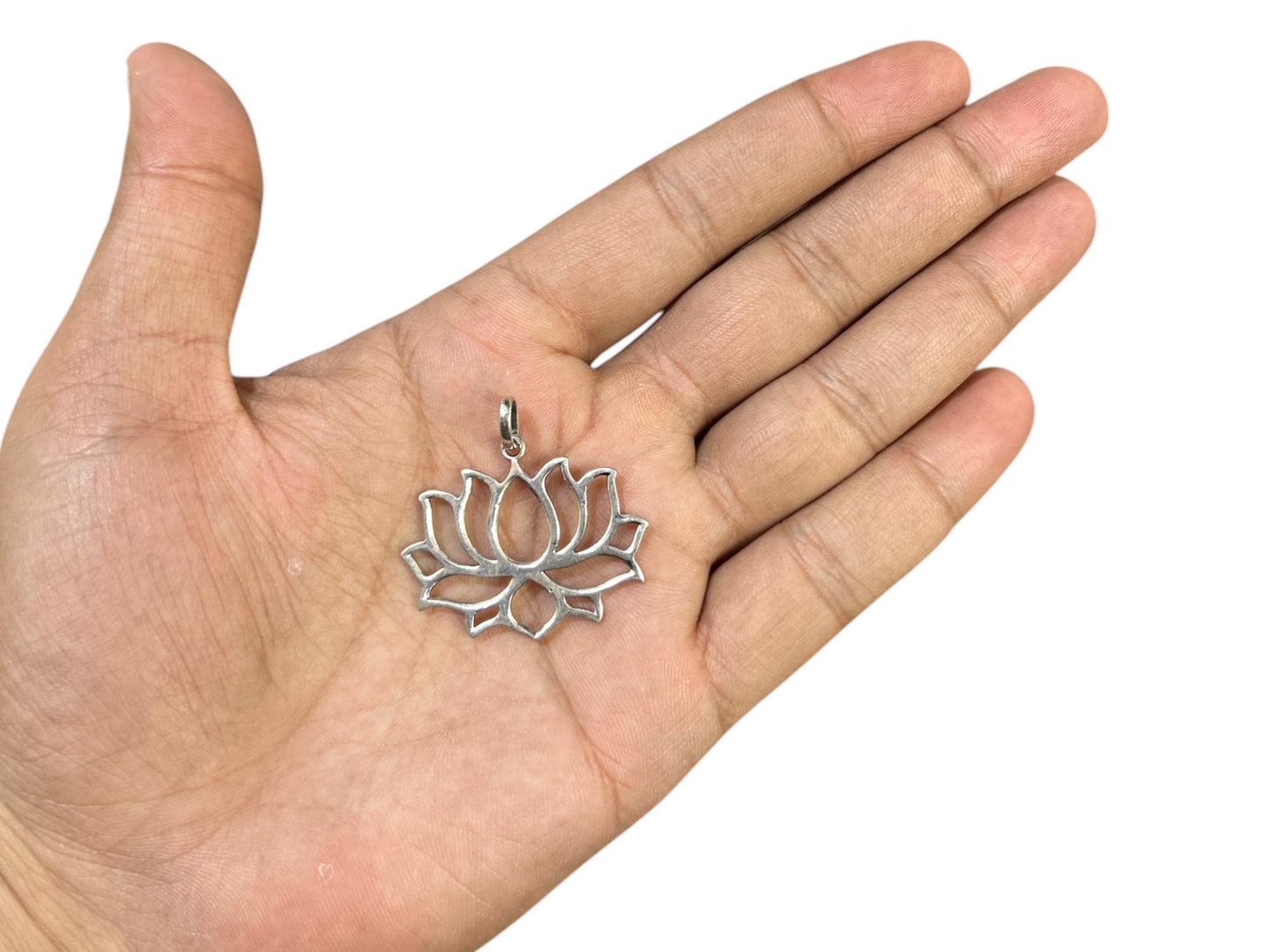 Handmade 925 Sterling Silver Lotus Flower Pendant, Spiritual Silver Jewelry, SR131
