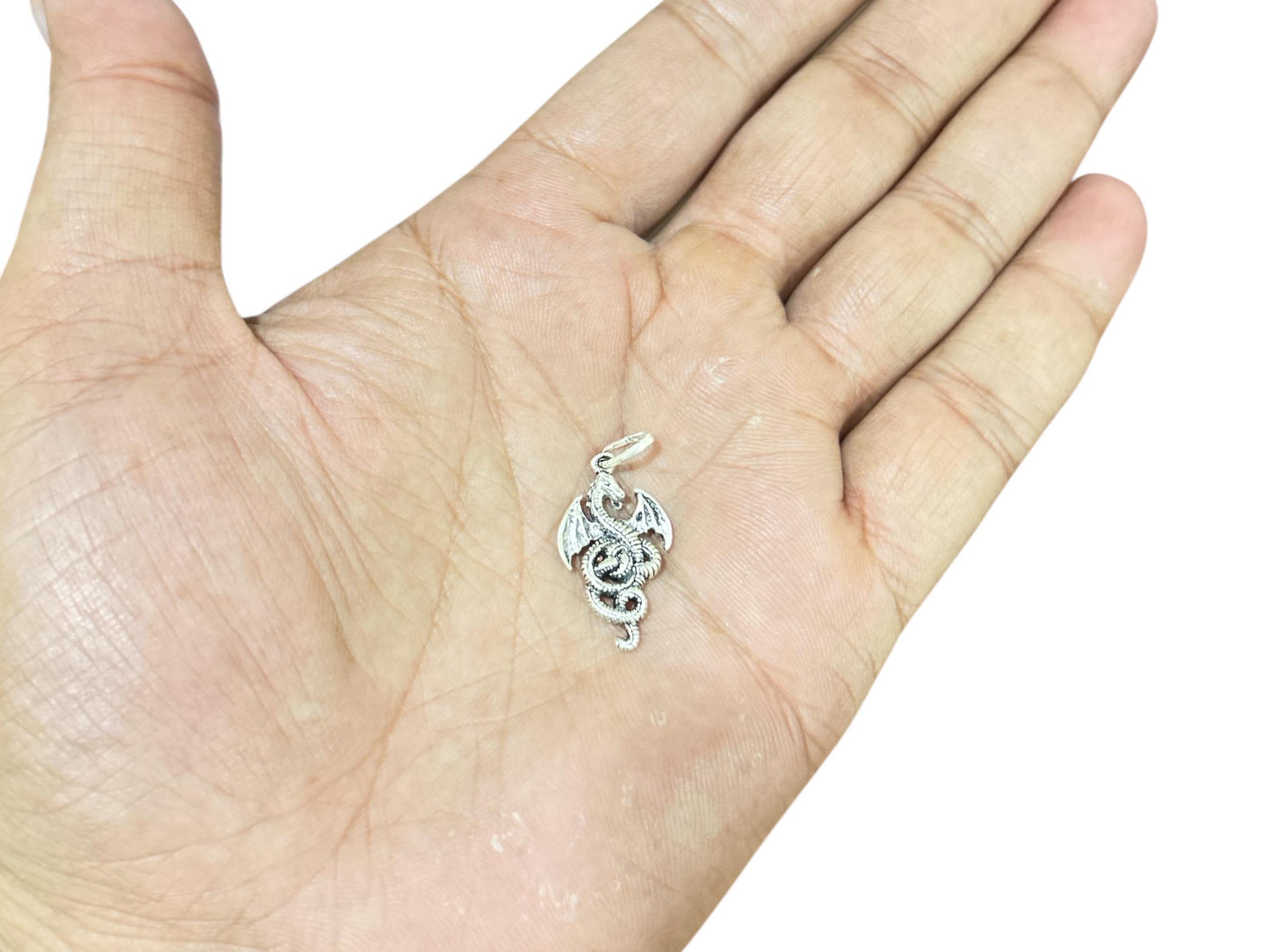 925 Sterling Silver Dragon Necklace, Gothic Fantasy Pendant Gift SR140