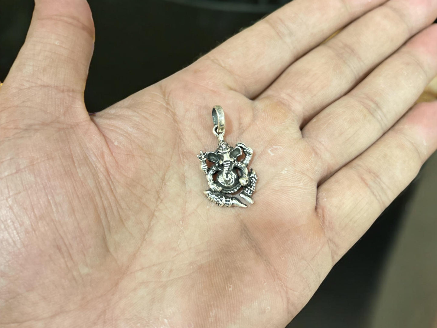 925 Sterling Silver Ganesha Pendant Necklace, Hindu Elephant God Jewelry, Spiritual Good Luck Gift, SR135