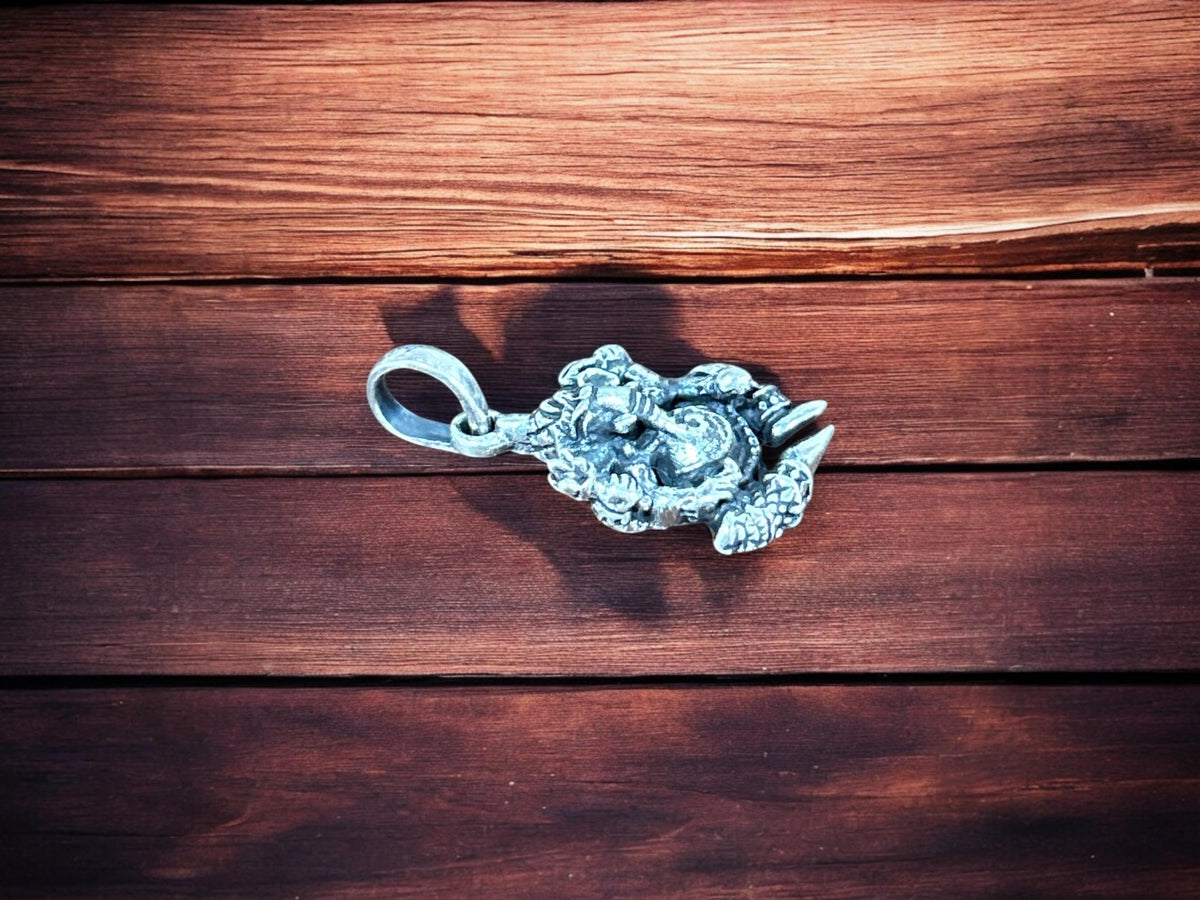 925 Sterling Silver Ganesha Pendant Necklace, Hindu Elephant God Jewelry, Spiritual Good Luck Gift, SR135