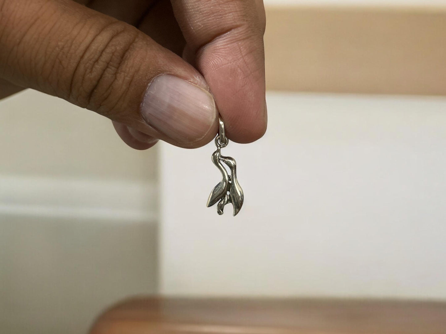 Sterling Silver Loving Birds Charm, Animal Jewelry, SR137