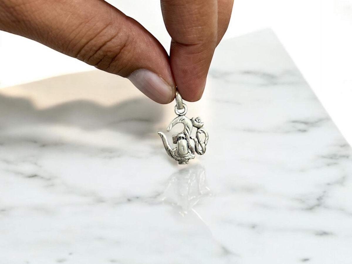 Sterling Silver Om Shivling Pendant, Spiritual Yoga Meditation Charm, SR142