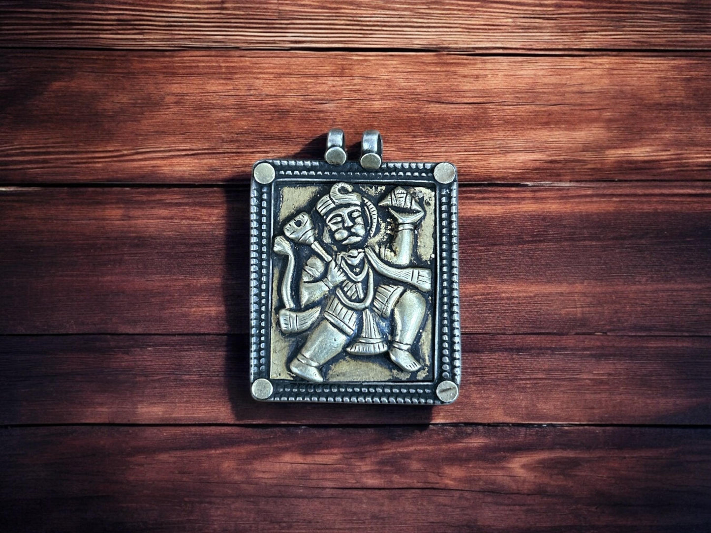 Vintage 1980s Old Silver Lord Hanuman Pendant Necklace, Tribal Hindu Jewelry, SR161