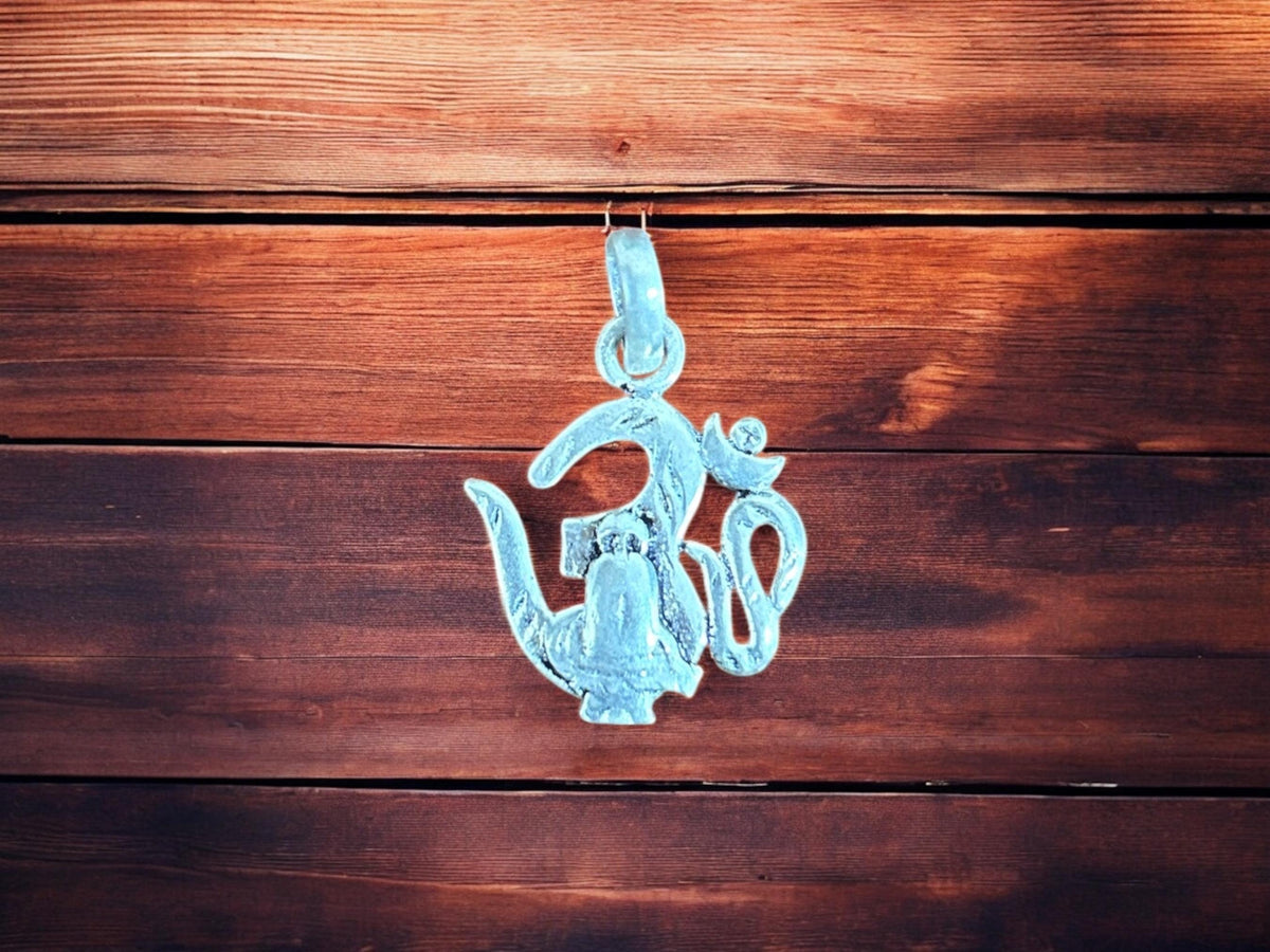 Sterling Silver Om Shivling Pendant, Spiritual Yoga Meditation Charm, SR142