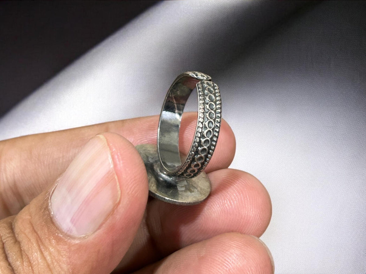 Handmade 925 Sterling Silver Adjustable Ganesha Ring, Vintage Look Tribal Statement Jewelry, SR 215