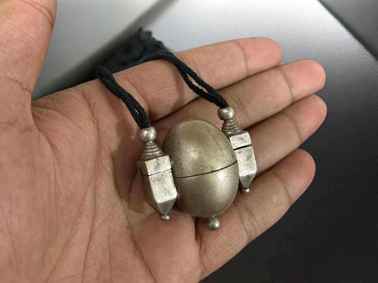 Shiva Lingam Box Necklace Vintage Tribal Silver Antique Pendant South Indian Ethnic Jewelry, SR191