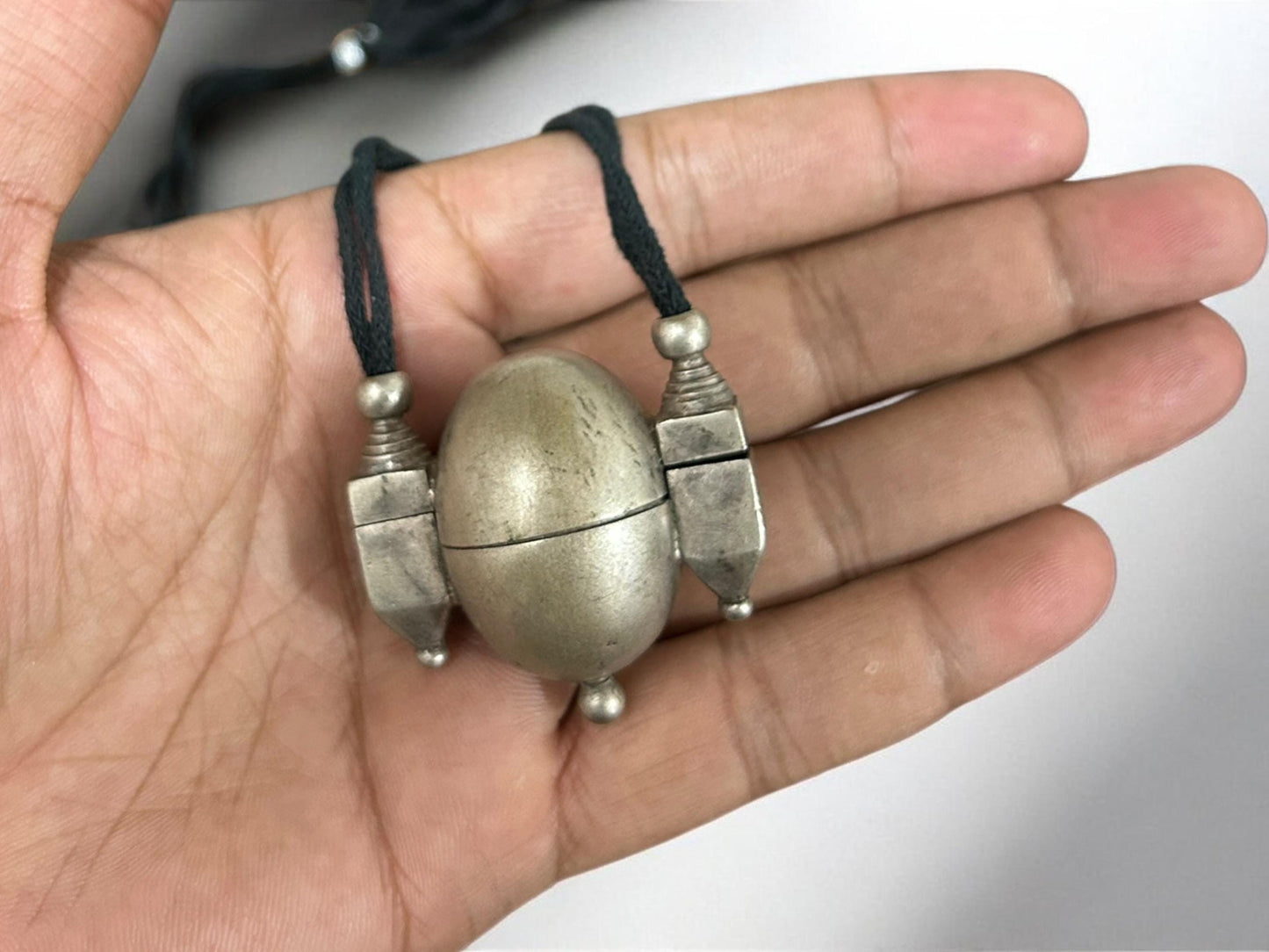 Shiva Lingam Box Necklace Vintage Tribal Silver Antique Pendant South Indian Ethnic Jewelry, SR191