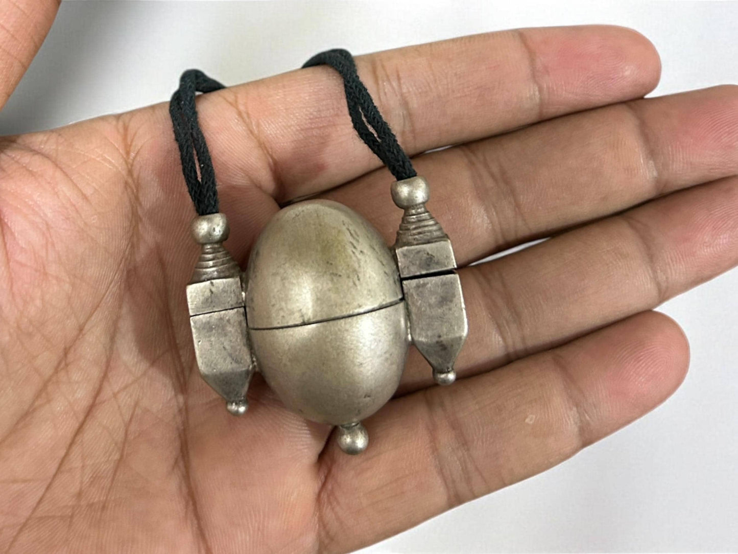 Shiva Lingam Box Necklace Vintage Tribal Silver Antique Pendant South Indian Ethnic Jewelry, SR191