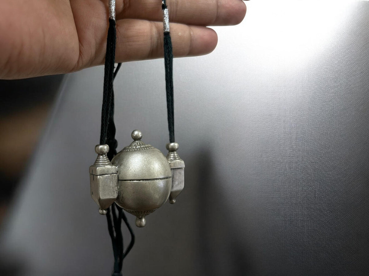 Shiva Lingam Box Necklace Vintage Tribal Silver Antique Pendant South Indian Ethnic Jewelry, SR218