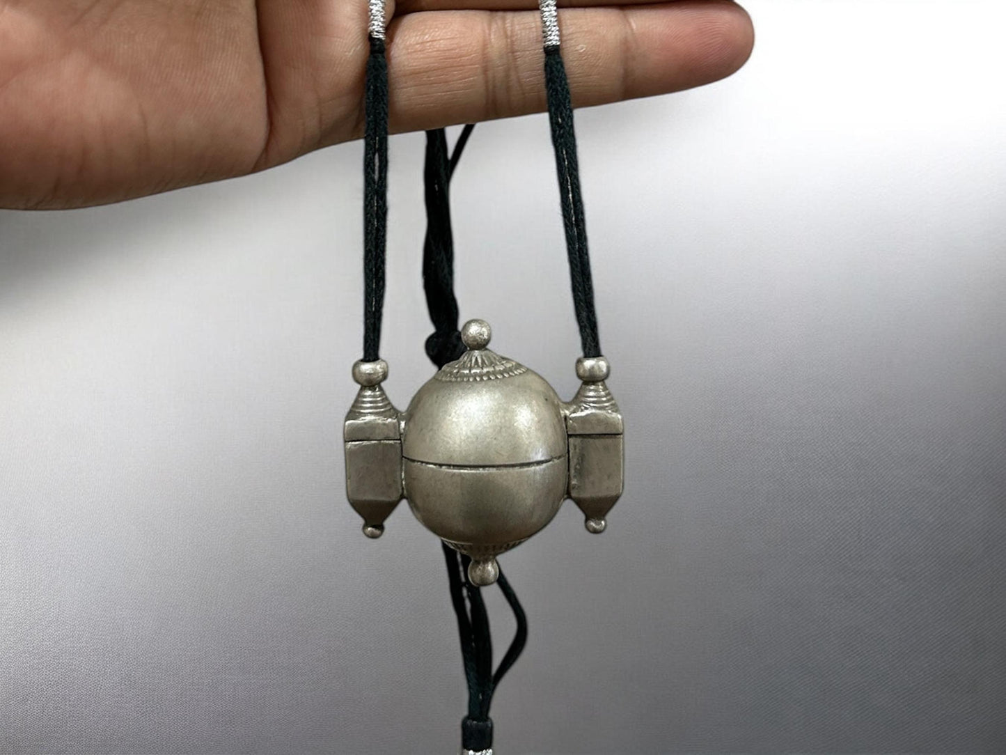 Shiva Lingam Box Necklace Vintage Tribal Silver Antique Pendant South Indian Ethnic Jewelry, SR218