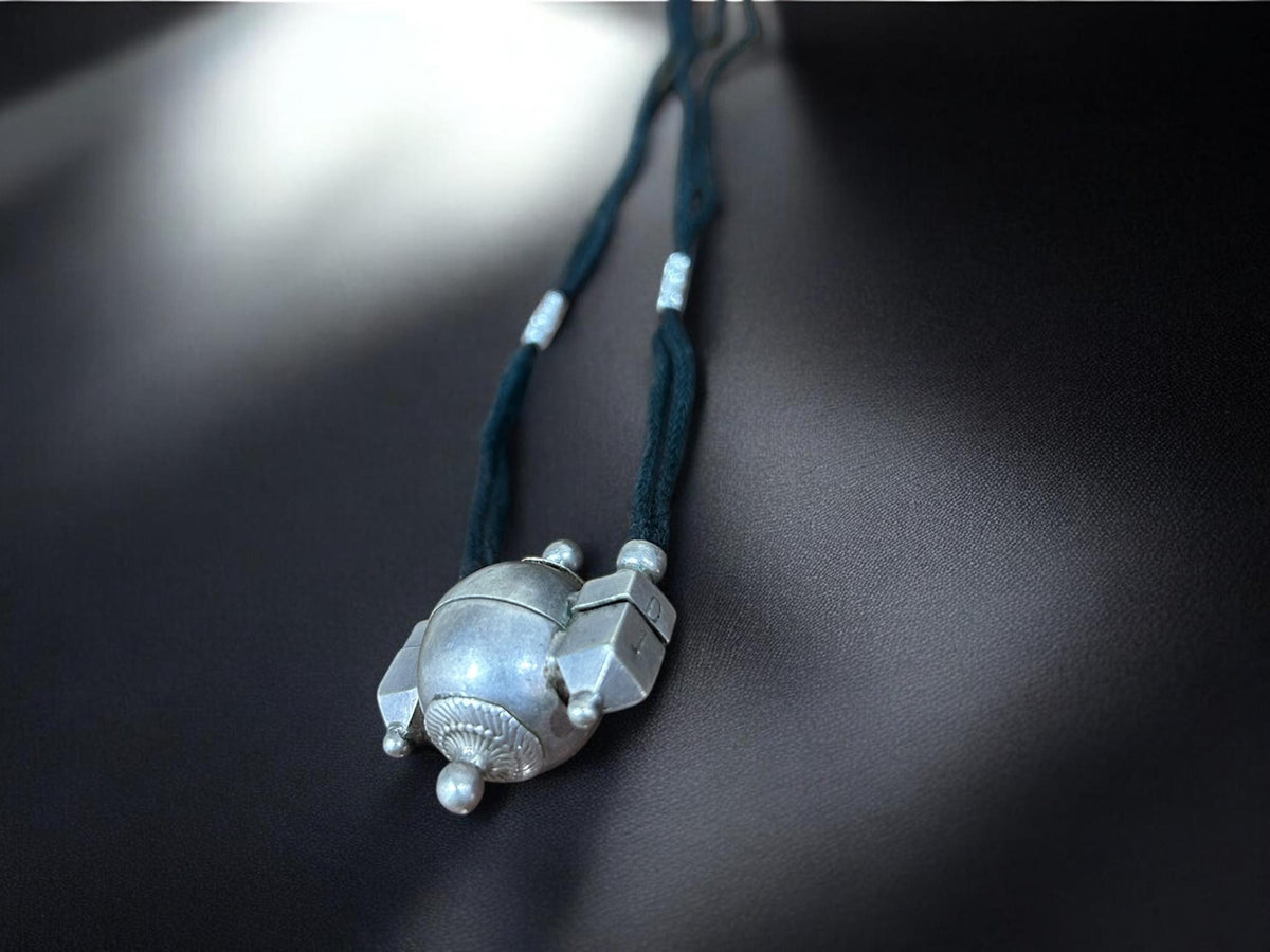 Shiva Lingam Box Necklace Vintage Tribal Silver Antique Pendant South Indian Ethnic Jewelry, SR170